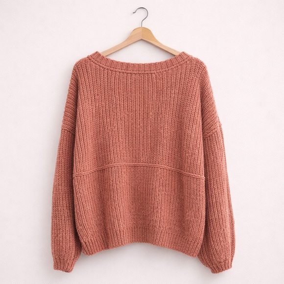 POL Oversized Button Front Knit Sweater Salmon Cozy S/M NWT - Picture 4 of 13